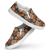 Women’s slip-on canvas shoes, Fall leaves floral all over pattern print design casual everyday walking working school fashion shoe wear