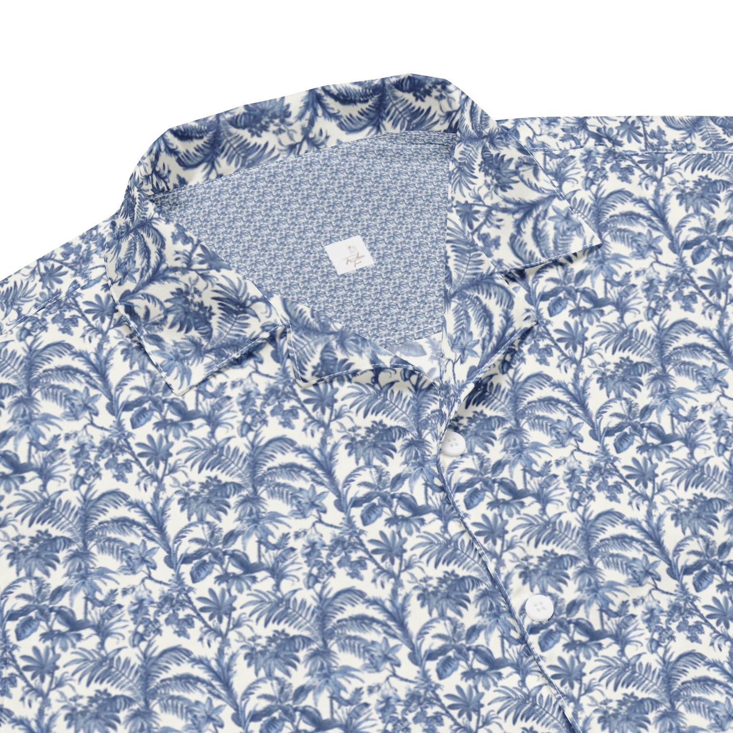 Unisex button shirt, Mens all over print pattern light airy casual everyday jean short trendy stylish youthful travel tropical style shirt