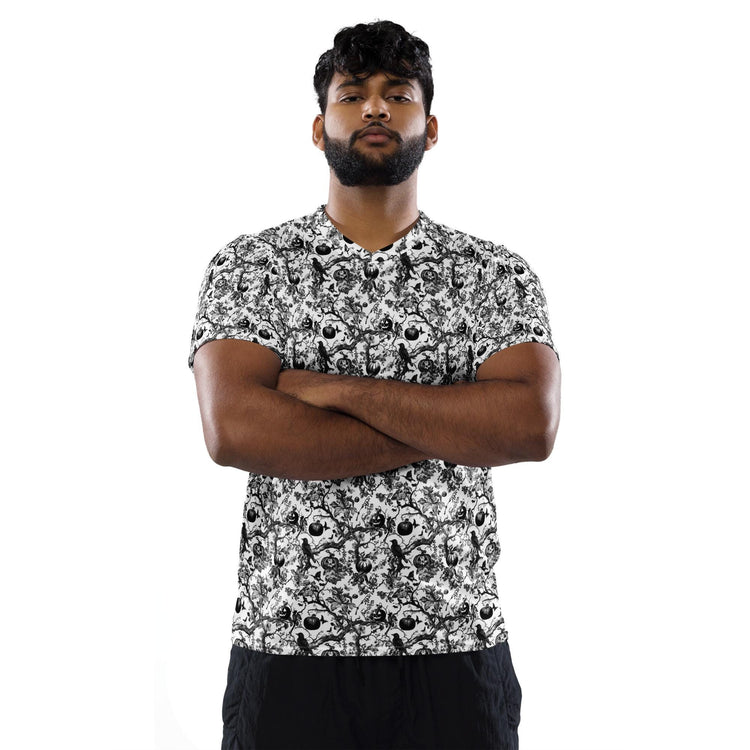 Recycled unisex sports jersey, Halloween stylish fashion cool pattern breathable v neck daily wear stretch fabric casual jean pants shirt