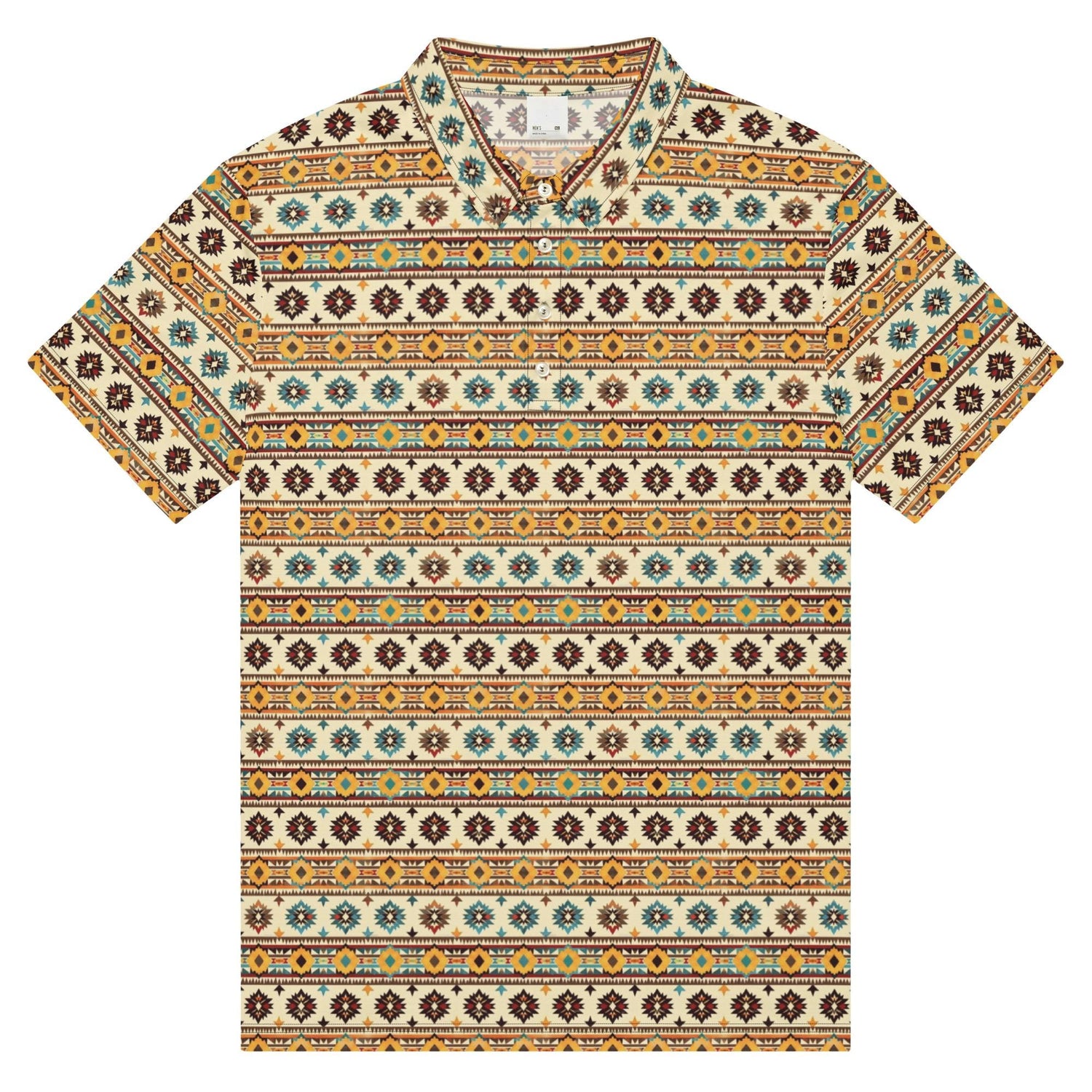 Men’s slim fit native print polo casual classic work business dinner stylish fashion modern male shirt