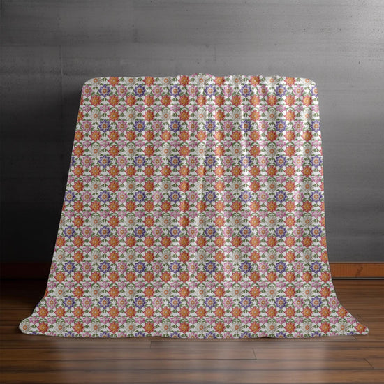 Throw Blanket, Colorful grandma crotchet all over pattern design soft comfy minimilist country classic fleece bedspread couch chair throw