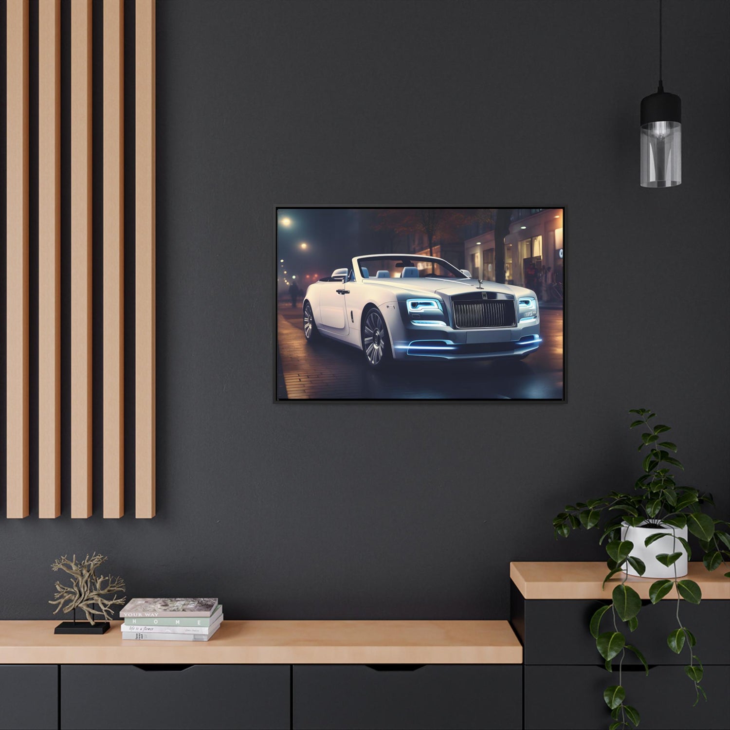Gallery Canvas Wraps, Horizontal Frame, White Rolls Royce, Fancy Art Piece, Office Wall Art, Hallway Wall Art, Gift For Boss, Gift for Dad