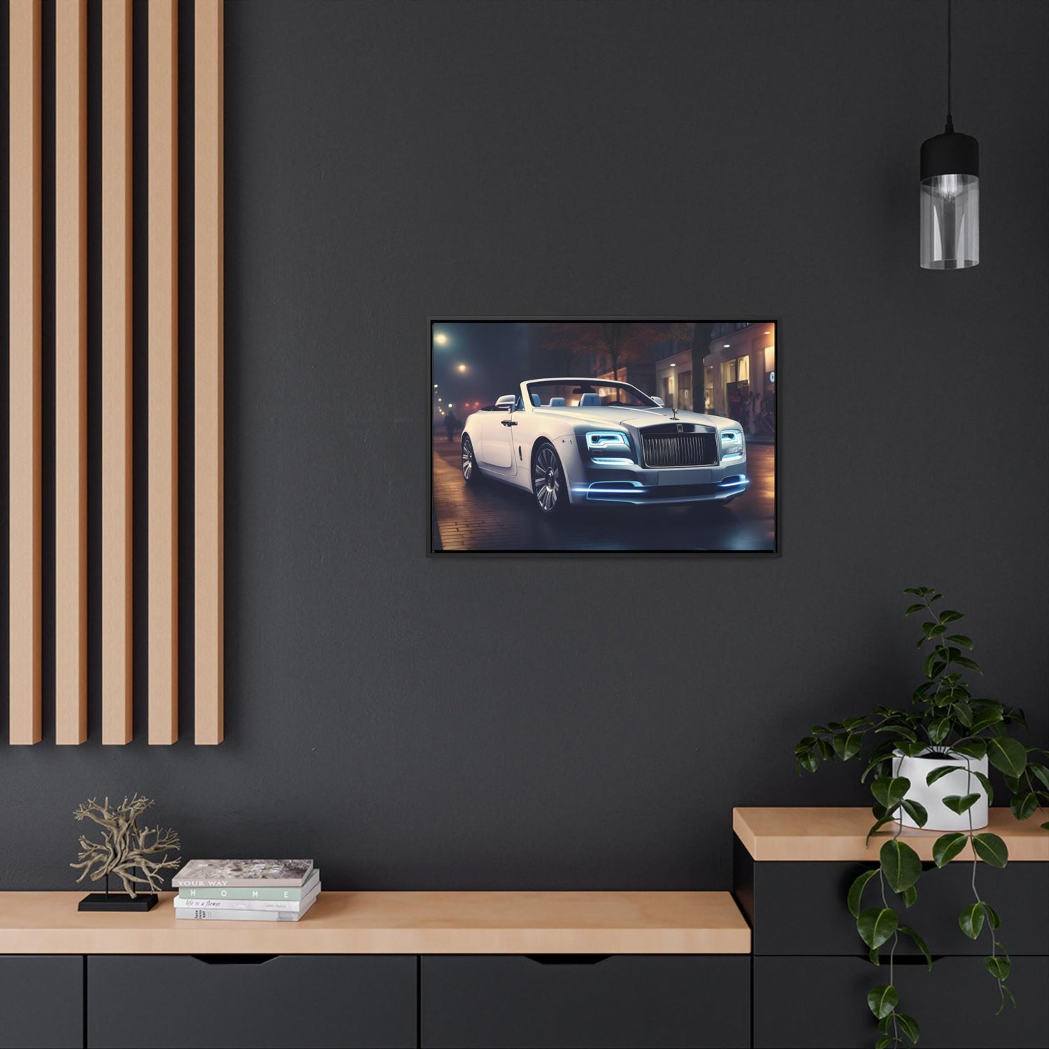 Gallery Canvas Wraps, Horizontal Frame, White Rolls Royce, Fancy Art Piece, Office Wall Art, Hallway Wall Art, Gift For Boss, Gift for Dad