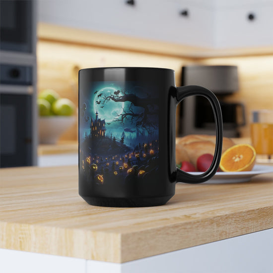 Taza negra de 15 oz con temática de Pixar, para Halloween, oscura, grande, festiva, festiva, espeluznante, divertida, para café, cocina, bebidas, mañana, tarde, taza para beber