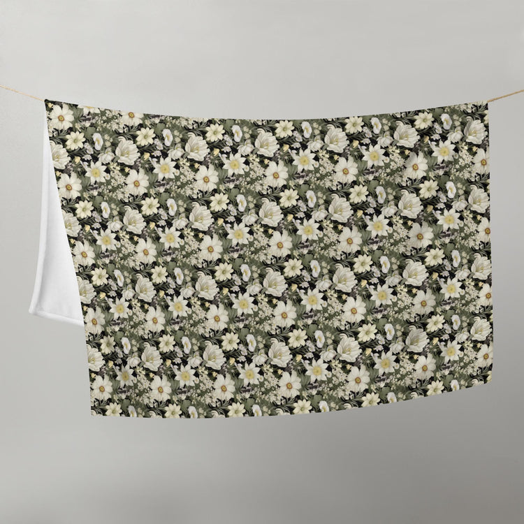 Throw Blanket, Floral all over print pattern soft velveteen relax couch bed travel stylish eye catching decorative chair gift throw.