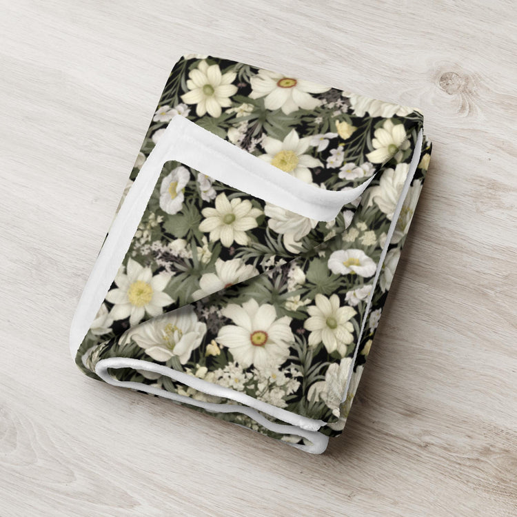 Throw Blanket, Floral all over print pattern soft velveteen relax couch bed travel stylish eye catching decorative chair gift throw.