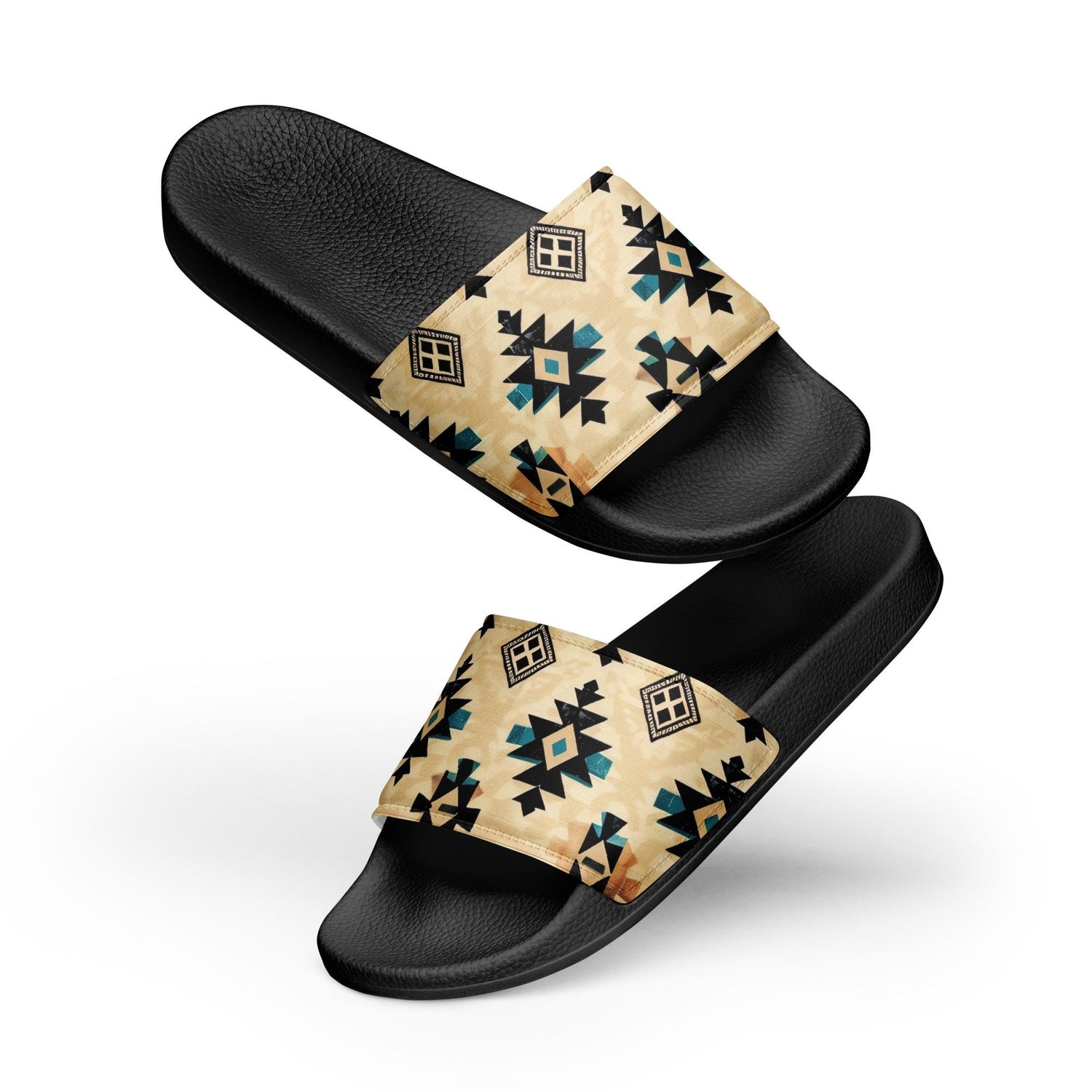 Men’s slides, Native style design pattern casual beach home outdoor relaxed comfy fit stylish print everyday wear flip flop men shoes