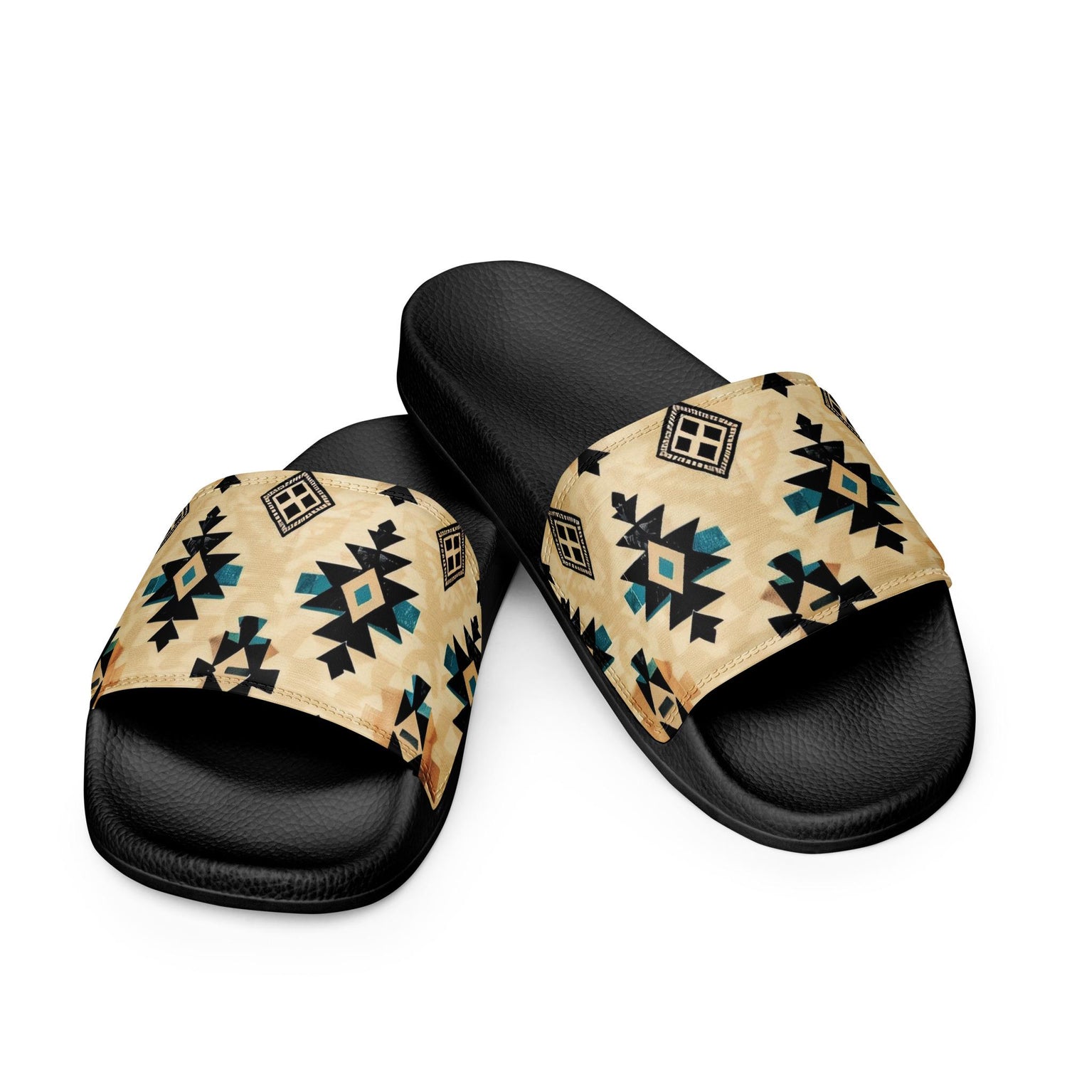 Men’s slides, Native style design pattern casual beach home outdoor relaxed comfy fit stylish print everyday wear flip flop men shoes