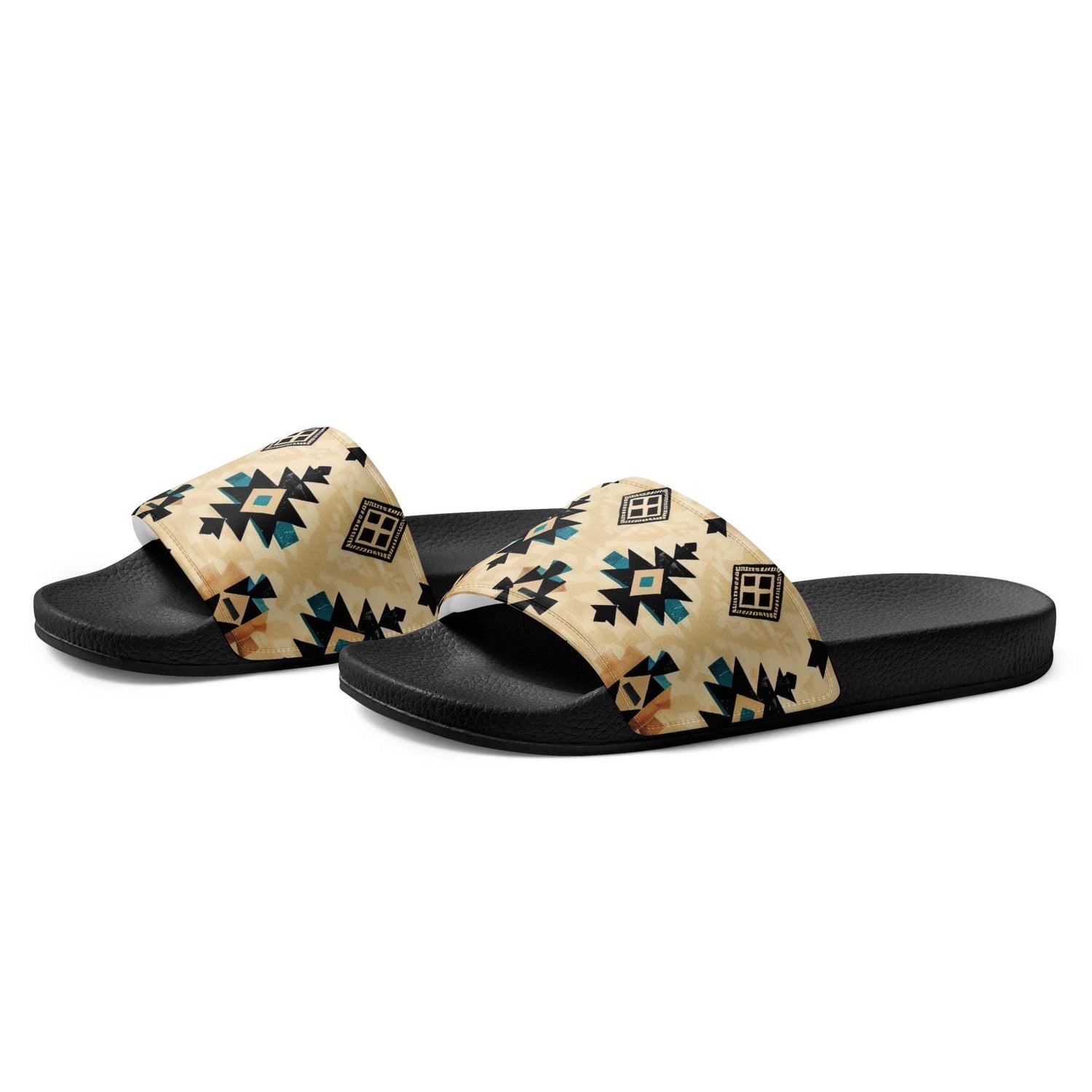 Men’s slides, Native style design pattern casual beach home outdoor relaxed comfy fit stylish print everyday wear flip flop men shoes