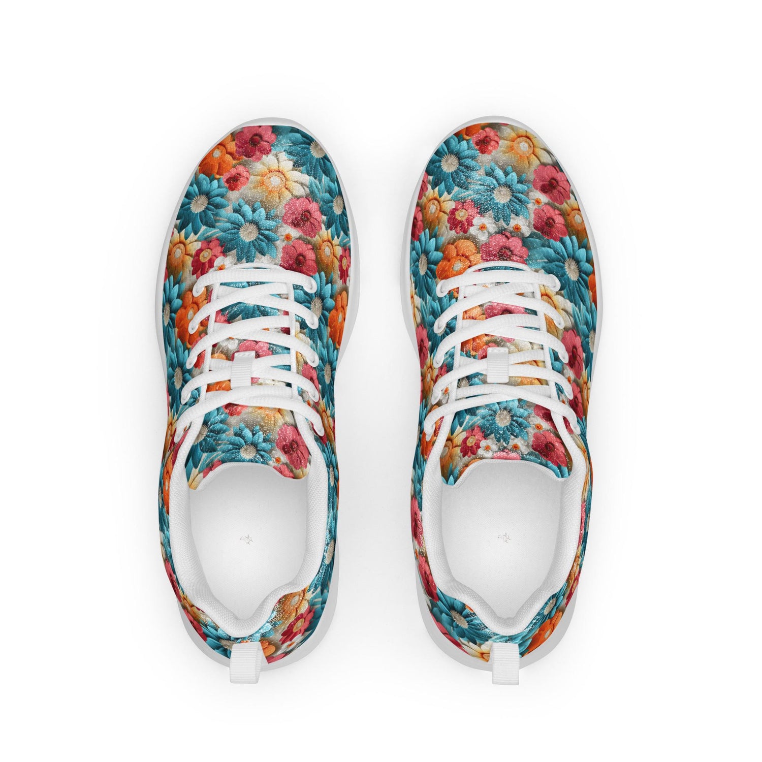 Women’s athletic shoes, Vibrant colorful daisy floral pattern print design soft comfy walking athletic casual designer look stylish sneakers