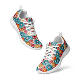 Women’s athletic shoes, Vibrant colorful daisy floral pattern print design soft comfy walking athletic casual designer look stylish sneakers