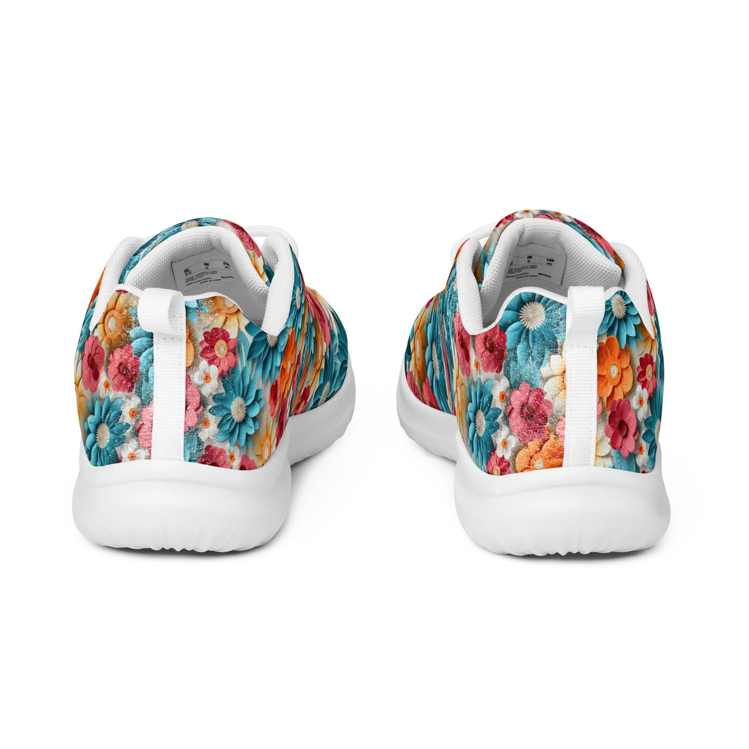 Women’s athletic shoes, Vibrant colorful daisy floral pattern print design soft comfy walking athletic casual designer look stylish sneakers