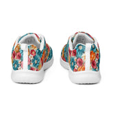 Women’s athletic shoes, Vibrant colorful daisy floral pattern print design soft comfy walking athletic casual designer look stylish sneakers