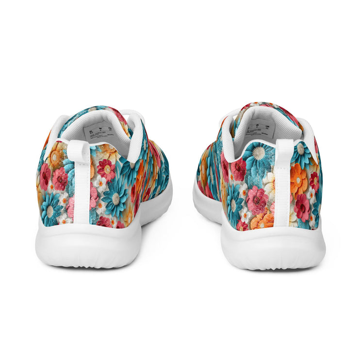 Women’s athletic shoes, Vibrant colorful daisy floral pattern print design soft comfy walking athletic casual designer look stylish sneakers