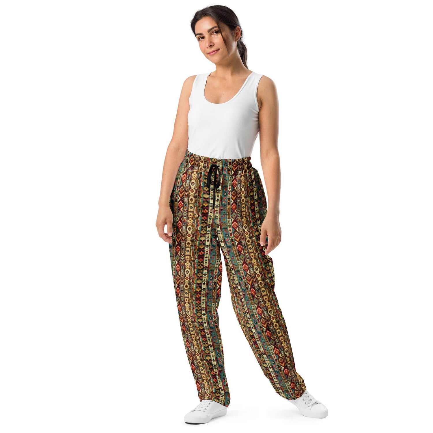 Wide-leg joggers, Unisex fit native all over pattern design casual recycled fabric relaxed all day wear lounge sweat pants