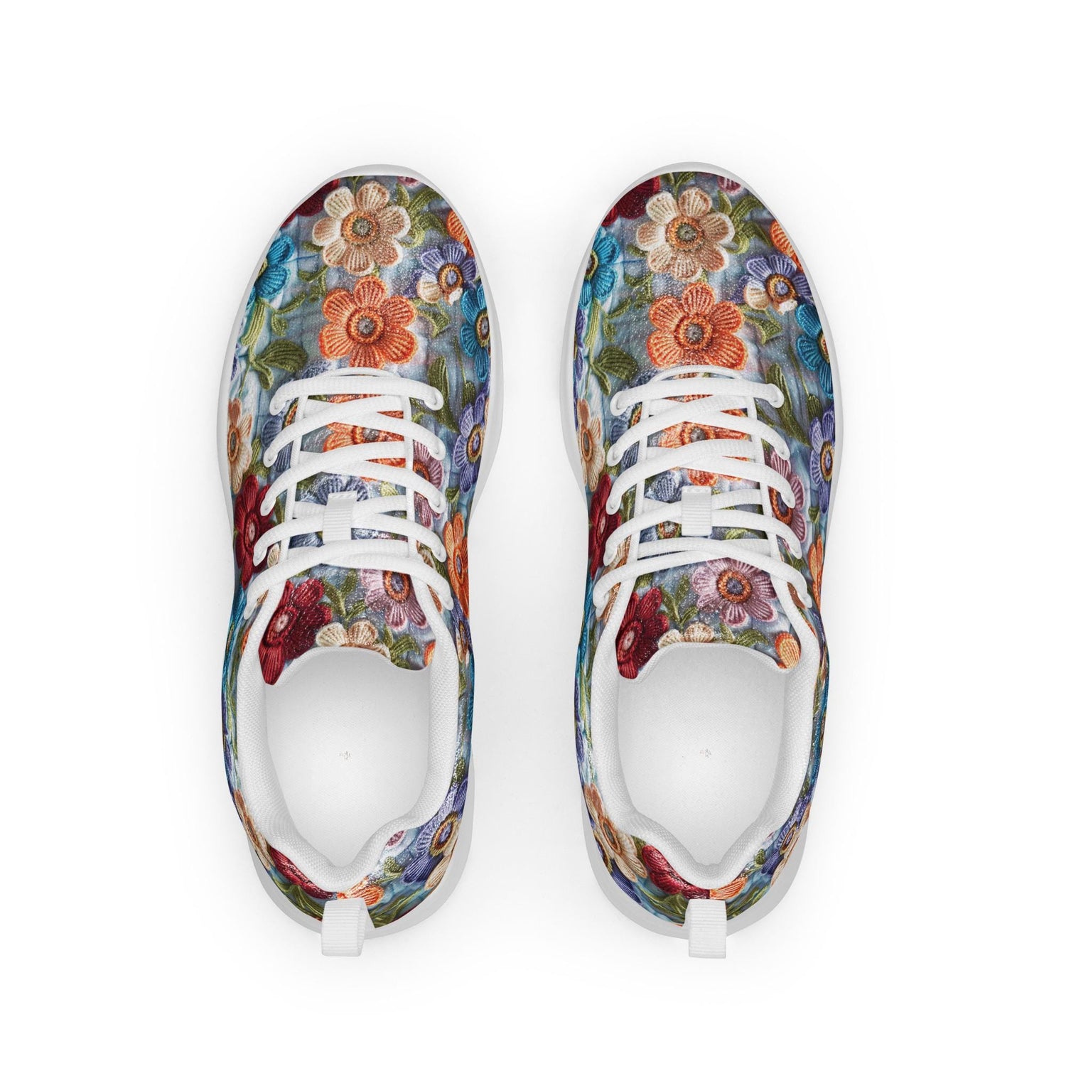 Women’s athletic shoes, stylish walking jogging shopping pretty floral crotchet AOP relax fashion everyday tennis sneaker shoes