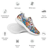 Women’s athletic shoes, stylish walking jogging shopping pretty floral crotchet AOP relax fashion everyday tennis sneaker shoes