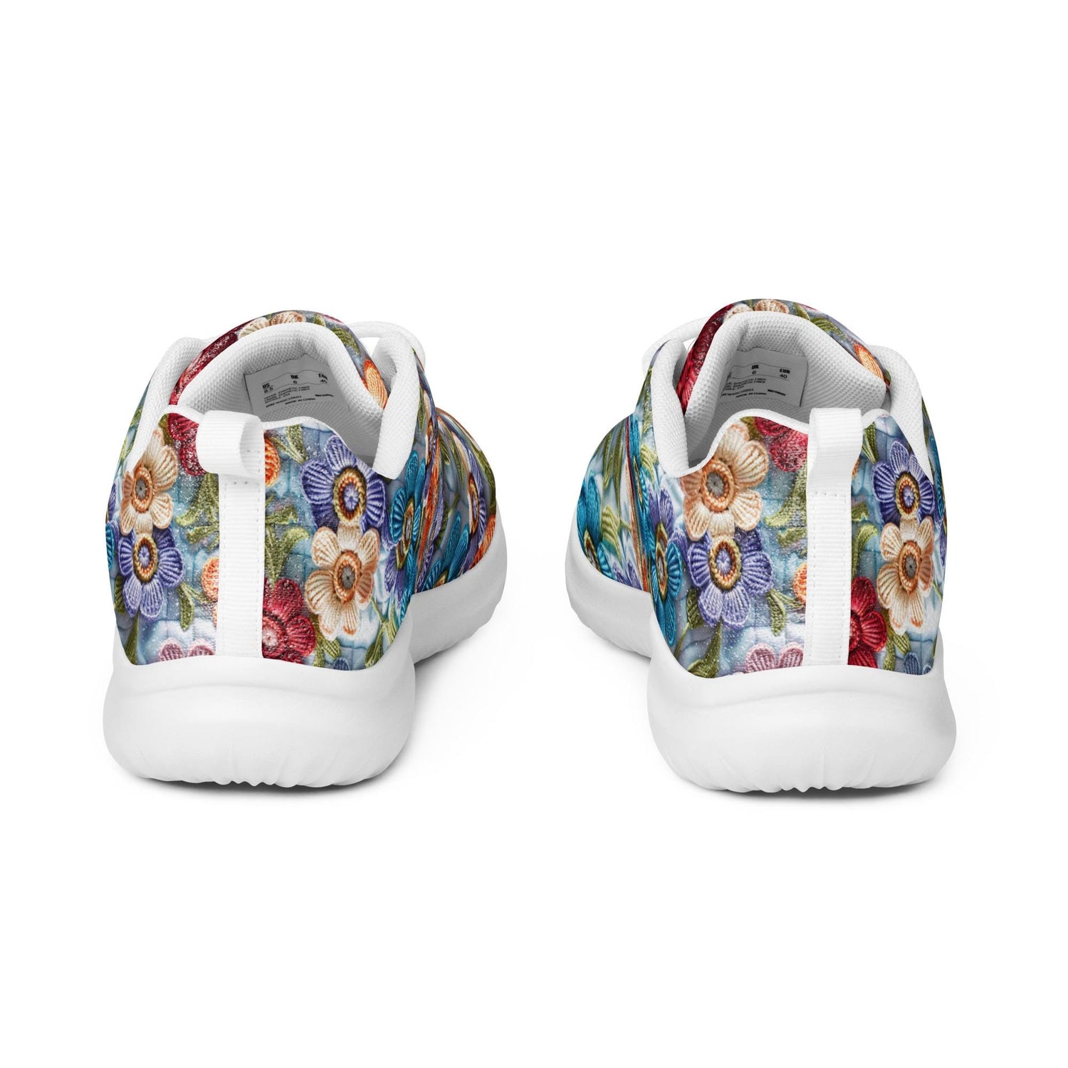 Women’s athletic shoes, stylish walking jogging shopping pretty floral crotchet AOP relax fashion everyday tennis sneaker shoes