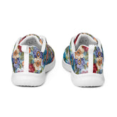 Women’s athletic shoes, stylish walking jogging shopping pretty floral crotchet AOP relax fashion everyday tennis sneaker shoes