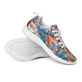 Women’s athletic shoes, stylish walking jogging shopping pretty floral crotchet AOP relax fashion everyday tennis sneaker shoes