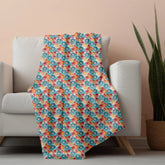Throw Blanket, Bright colorful floral all over print pattern soft comfy silky couch bed travel holiday must relaxing holiday gift throw The Aurora Touch