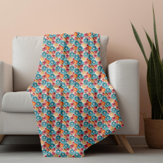 Throw Blanket, Bright colorful floral all over print pattern soft comfy silky couch bed travel holiday must relaxing holiday gift throw