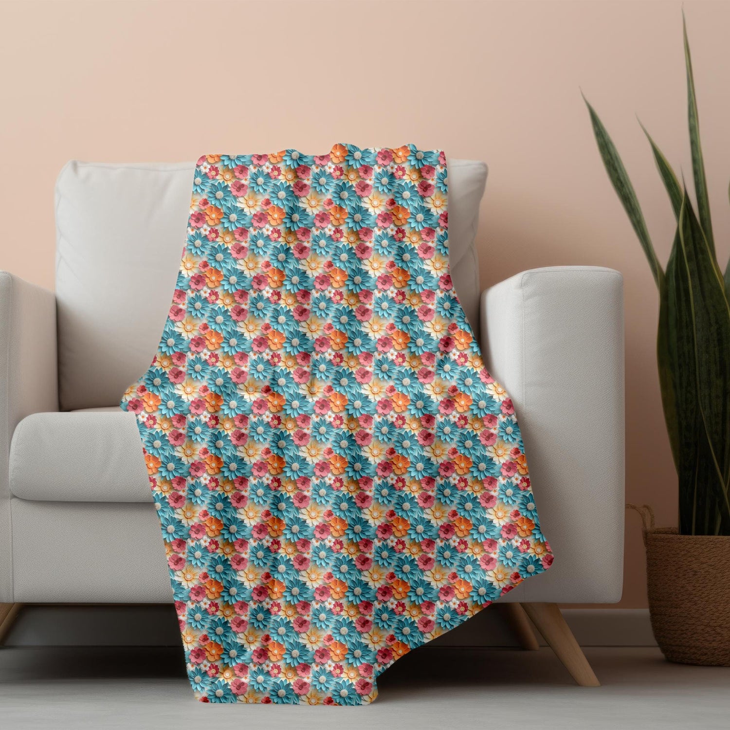 Throw Blanket, Bright colorful floral all over print pattern soft comfy silky couch bed travel holiday must relaxing holiday gift throw