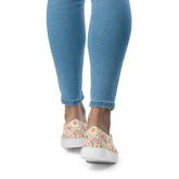 Women’s slip-on canvas shoes, Country style light color pattern vans style canvas casual stylish jean pairing adjustable soft female shoe