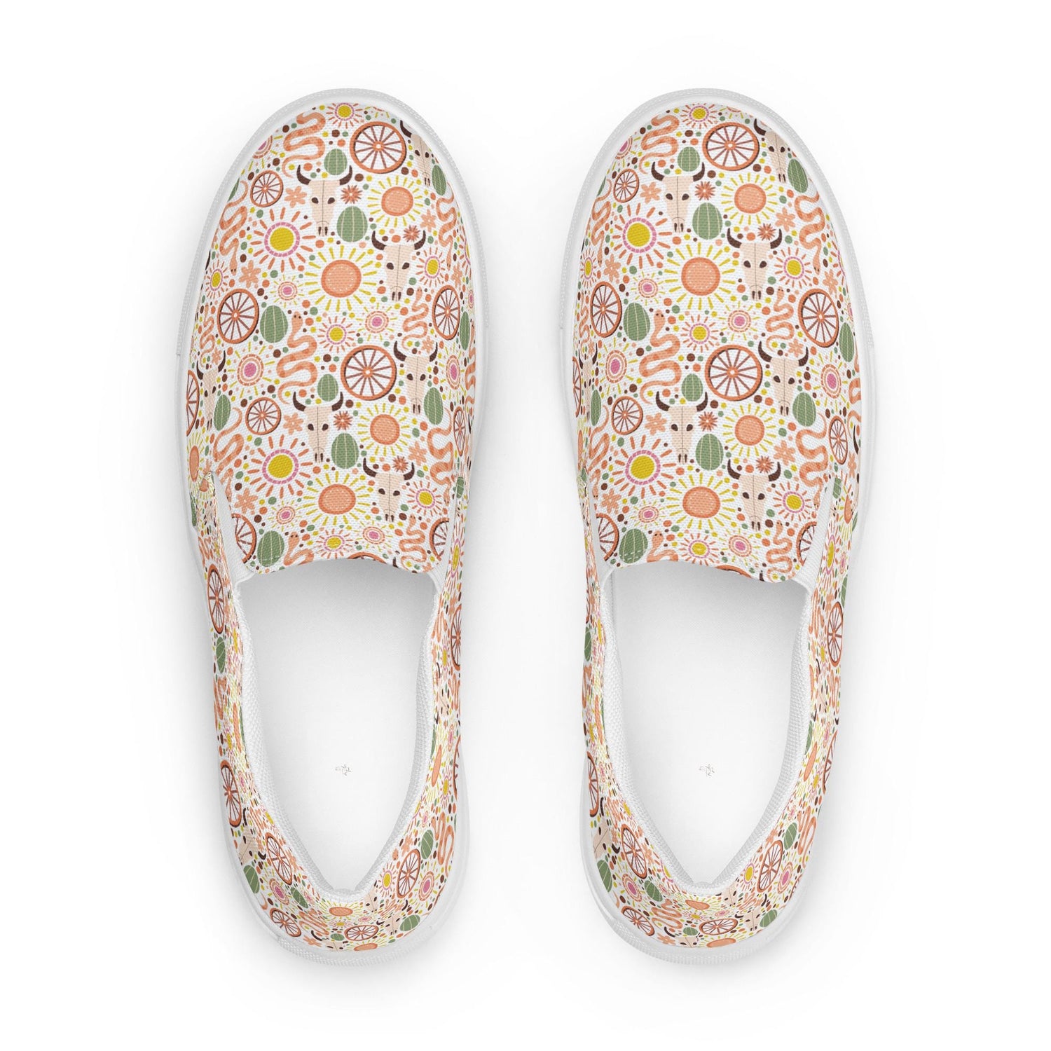 Women’s slip-on canvas shoes, Country style light color pattern vans style canvas casual stylish jean pairing adjustable soft female shoe