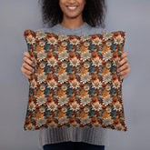 Fall foral pillow all over pattern Autumn design couch bed bench couture stylish warm festive holiday accent cushion