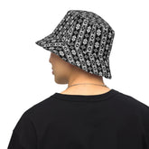 Reversible bucket hat styllish western black white pattern design versatile fashinista streetwear apparel casual everyday unisex fabric hat