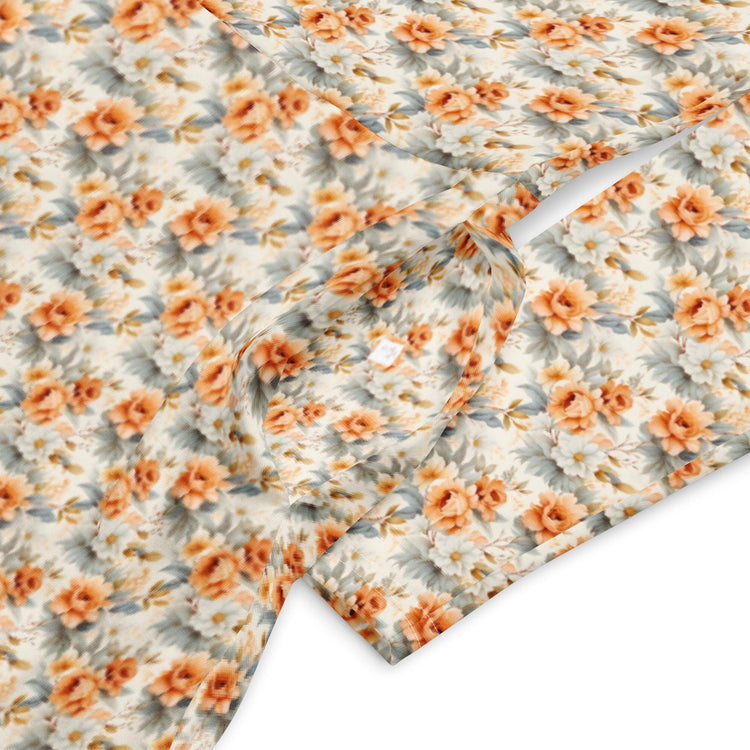 All-over print long sleeve pretty floral print pattern mididress stylish date night graduation holiday dinner below the calf length dress