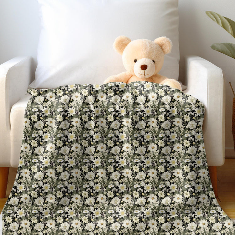 Throw Blanket, Floral all over print pattern soft velveteen relax couch bed travel stylish eye catching decorative chair gift throw.