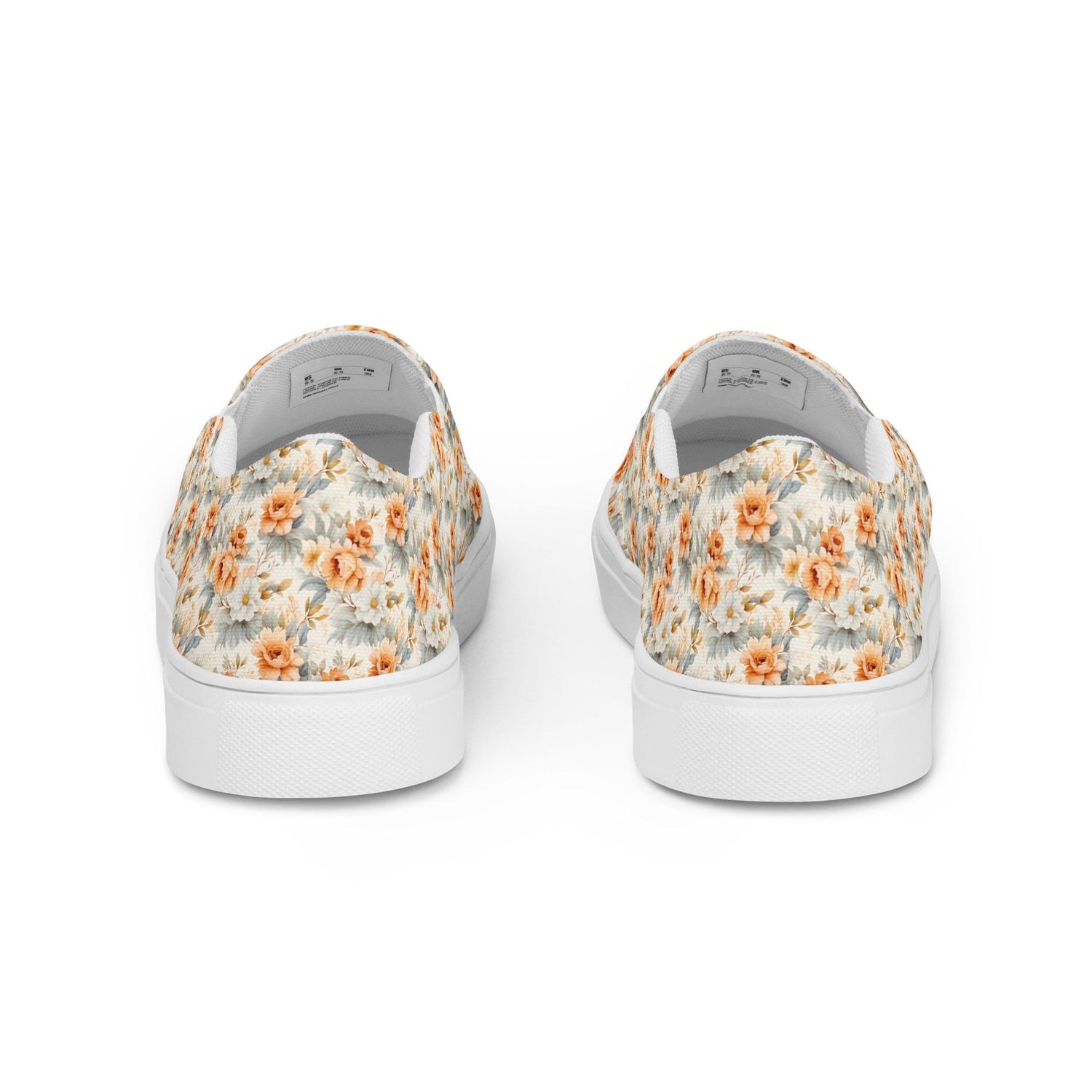 Women’s slip-on canvas shoes, Bright floral pretty all over pattern design fabric style fashion school work casual skinny jeans slip on shoe
