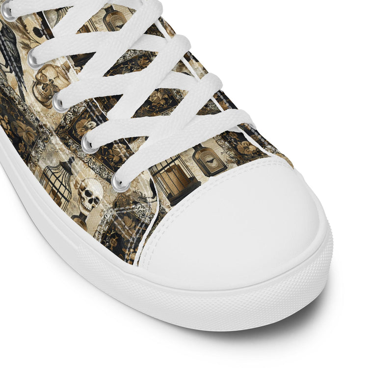 Women’s gothic Halloween Fall fashion style pattern print casual school work youthful trendy high top canvas shoes