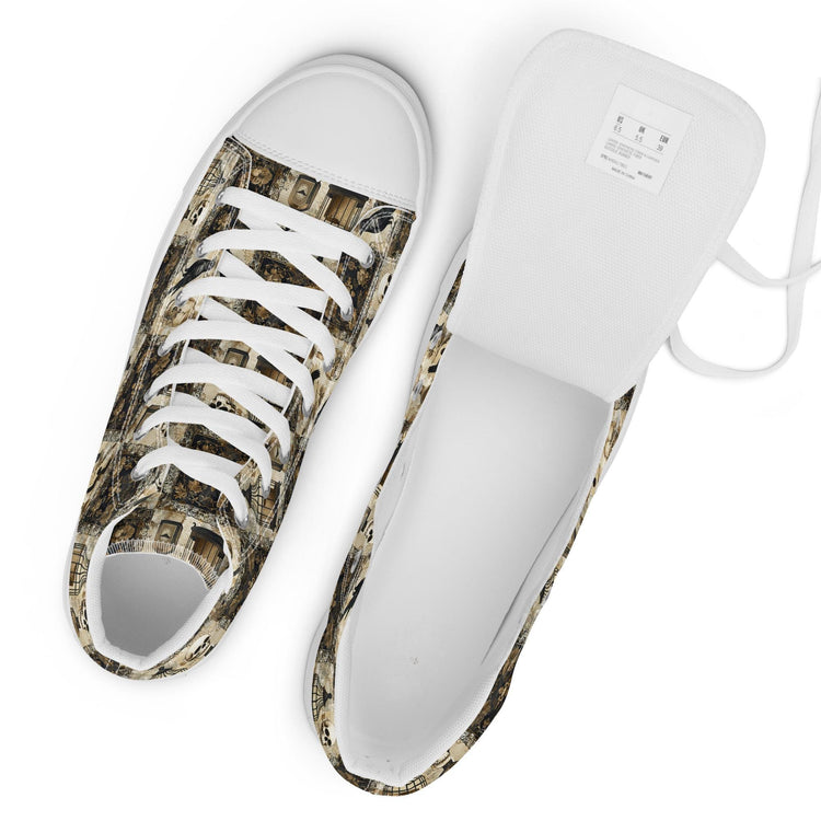 Women’s gothic Halloween Fall fashion style pattern print casual school work youthful trendy high top canvas shoes