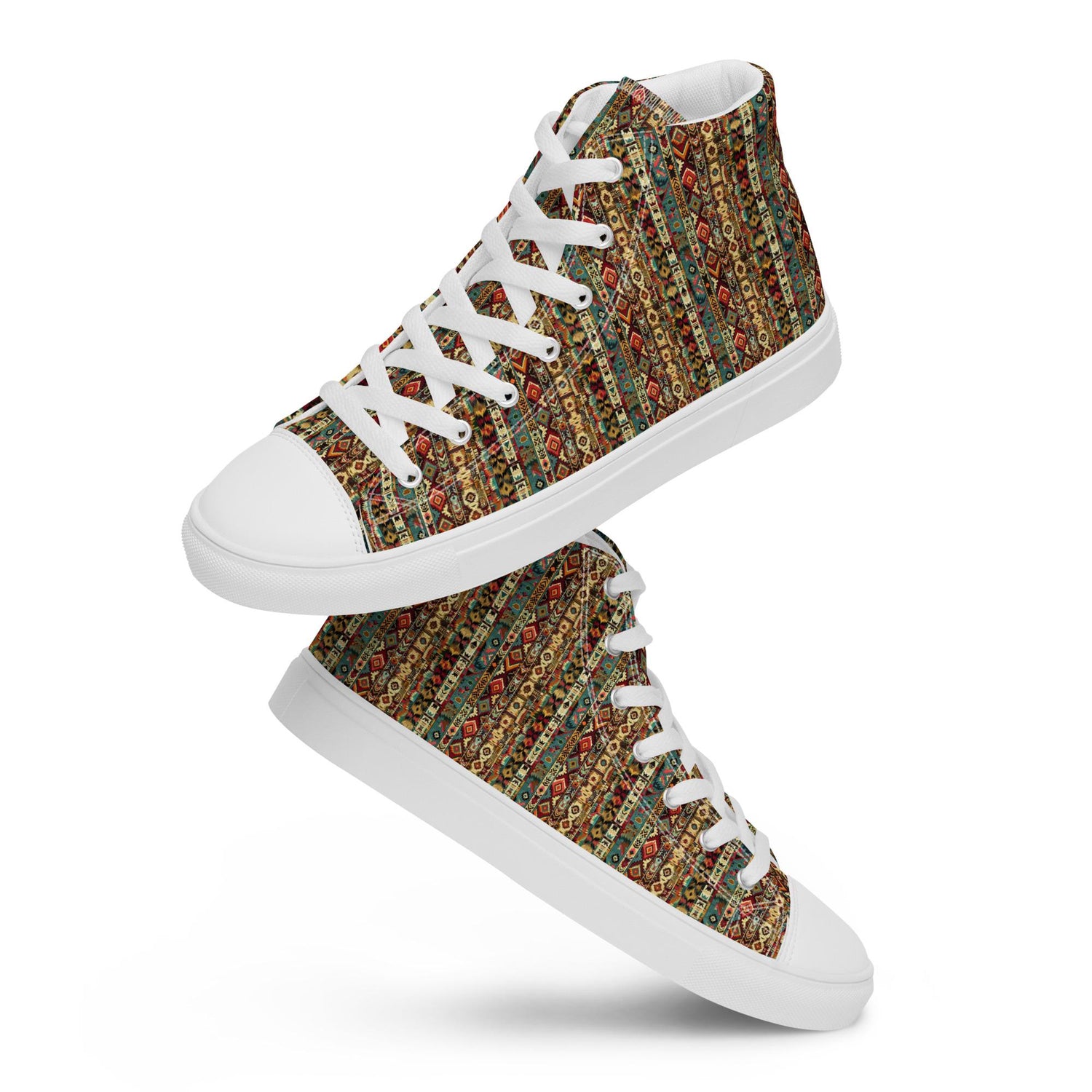Men’s native all over casual style print pattern design high top canvas everyday fashion shoes