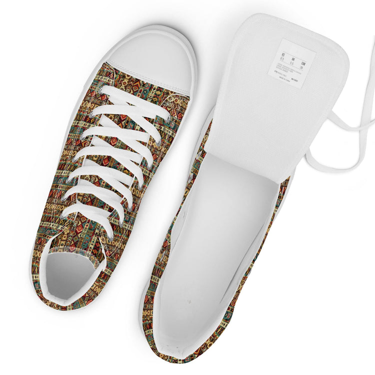 Men’s native all over casual style print pattern design high top canvas everyday fashion shoes