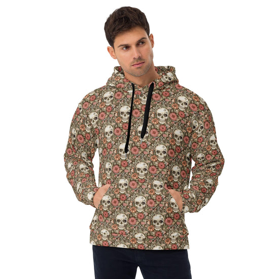 Sudadera con capucha para hombre con estampado de calavera de azúcar floral gótico, temática navideña, informal, deportiva, cálida, de polar, suave y elegante, un gran regalo para él