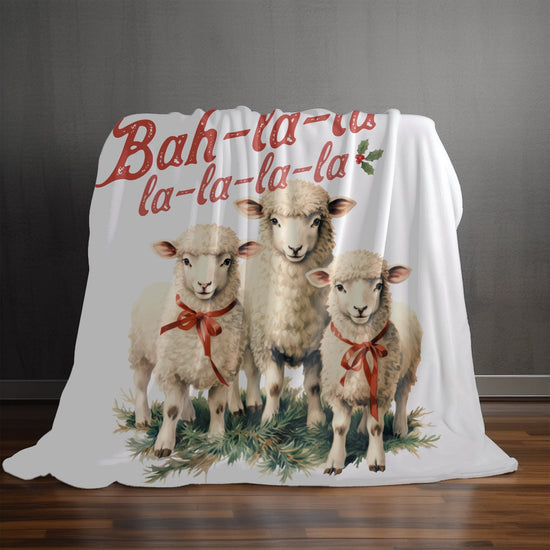 Velveteen Plush Blanket, Little Lamb farmhouse country style winter comfy soft cuddle bedroom couch pool room festive holiday throw gift