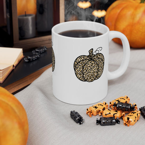 Ceramic Mug 11oz, Pumpkin mug, Halloween mug, white cofee mug, cozy coffe mug, novelty coffee mug, pumpkin mug