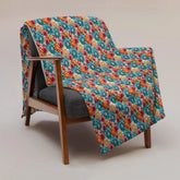 Throw Blanket, Bright colorful floral all over print pattern soft comfy silky couch bed travel holiday must relaxing holiday gift throw The Aurora Touch