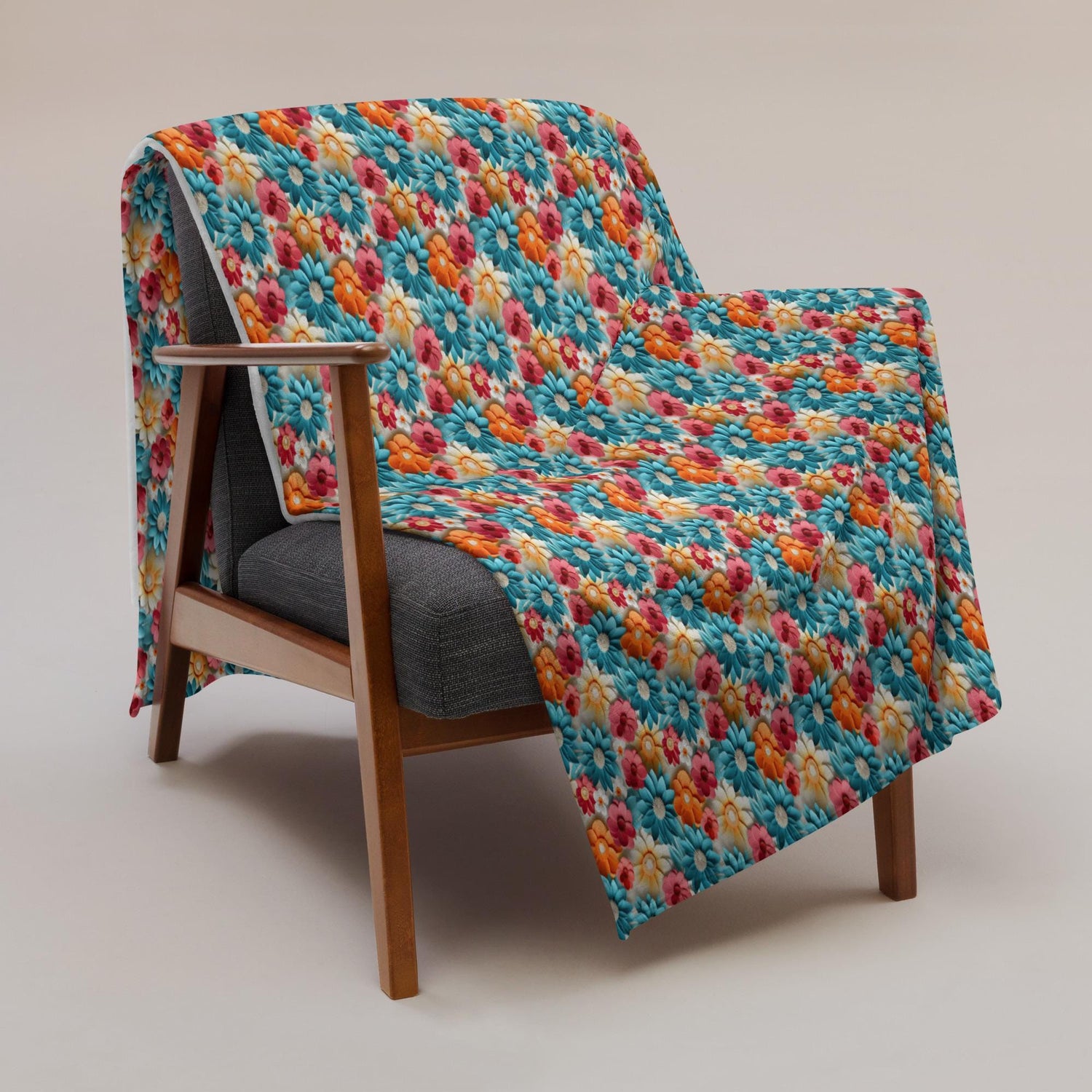 Throw Blanket, Bright colorful floral all over print pattern soft comfy silky couch bed travel holiday must relaxing holiday gift throw