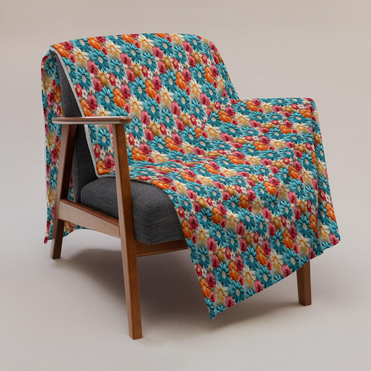 Throw Blanket, Bright colorful floral all over print pattern soft comfy silky couch bed travel holiday must relaxing holiday gift throw