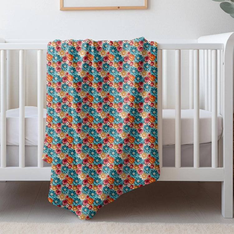 Throw Blanket, Bright colorful floral all over print pattern soft comfy silky couch bed travel holiday must relaxing holiday gift throw The Aurora Touch