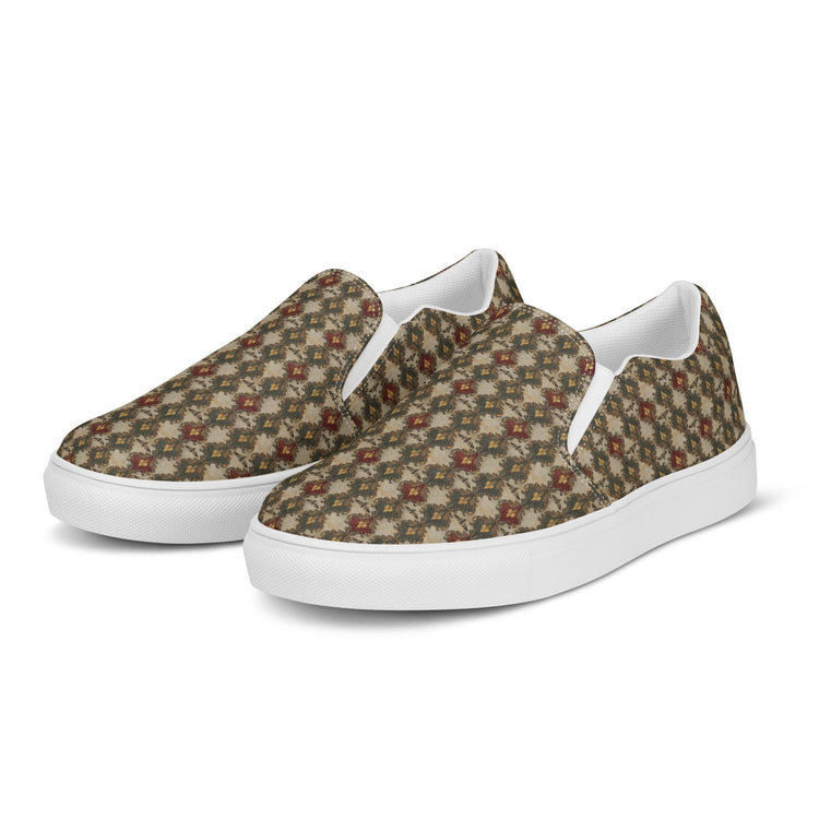 Women’s slip-on canvas shoes all over stylish pattern fabric everyday walking shopping casual great female gift trendy modern tennis shoe