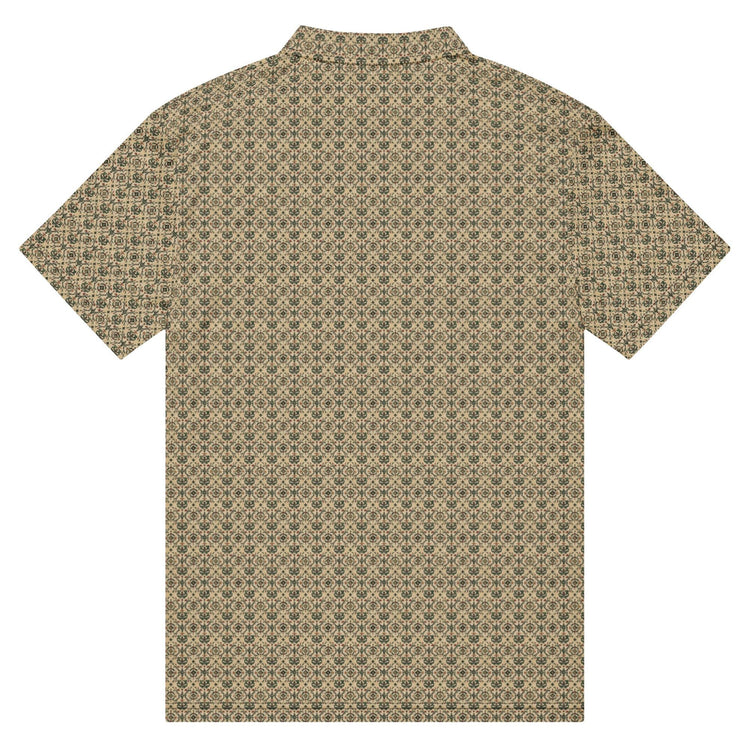 Men’s slim fit pattern print polo stylish dinner lunch meeting casual mixer event jean slacks versatile clothing wear pattern design shirt