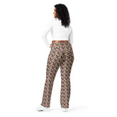 Flared red roses stylish leggings casual high waist butt enhancing flared bottoms versatile walking workout crop pairing strecth pants