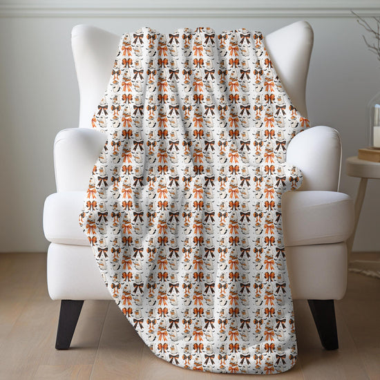 Fall Halloween croquet Throw Blanket home couch living room bedroom casual room cozy warm stylish soft fleece great for gift