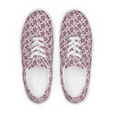 Women’s lace-up canvas shoes, burgandy floral allo over print pattern casual wlking shopping fabric tennis sneaker shoe
